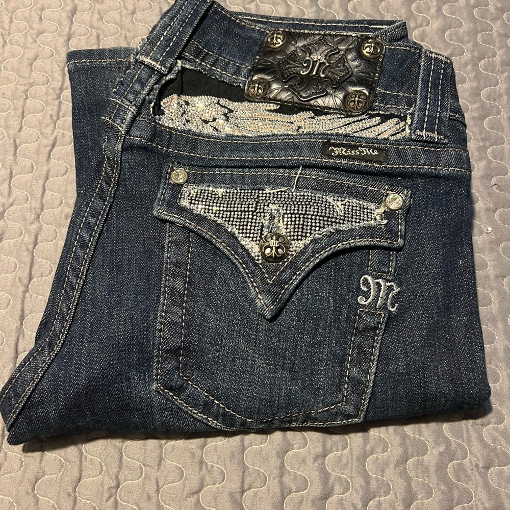 Miss Me Dark Blue Embellished Bootcut Jeans